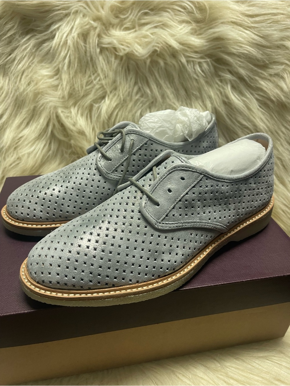 NWT silver met Italian suede lace up SIZE 8.5